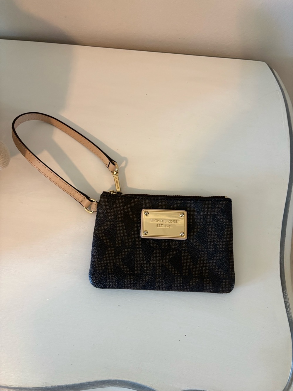 Michael Kors Brown & Beige Signature MK Wristlet
